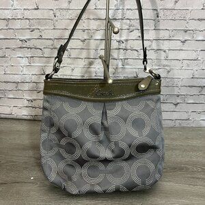 COACH Ashley Dotted Op Art Jacquard &Leather Tote Shoulder Handbag F20088